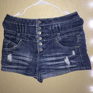 High waisted jean shorts